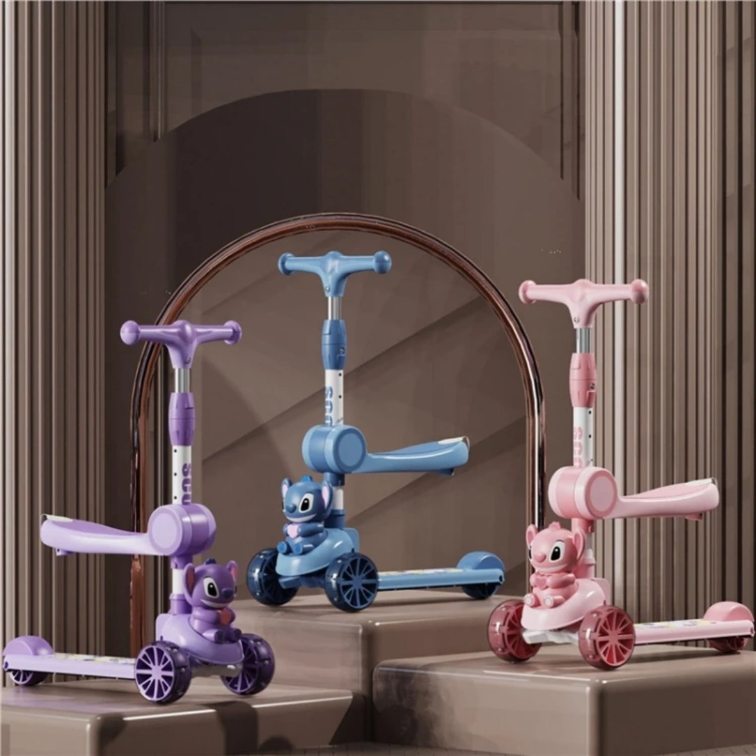 Stitch Kids Scooter – 3-Wheel Adjustable Height Scooter