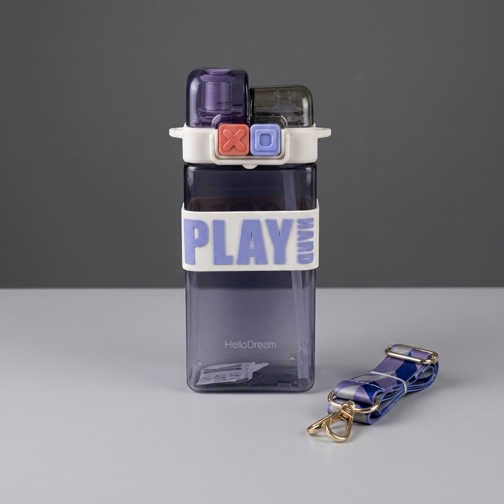 Play Hard Kids Water Bottle – 520ml BPA-Free Bottle with Silicone Straw
