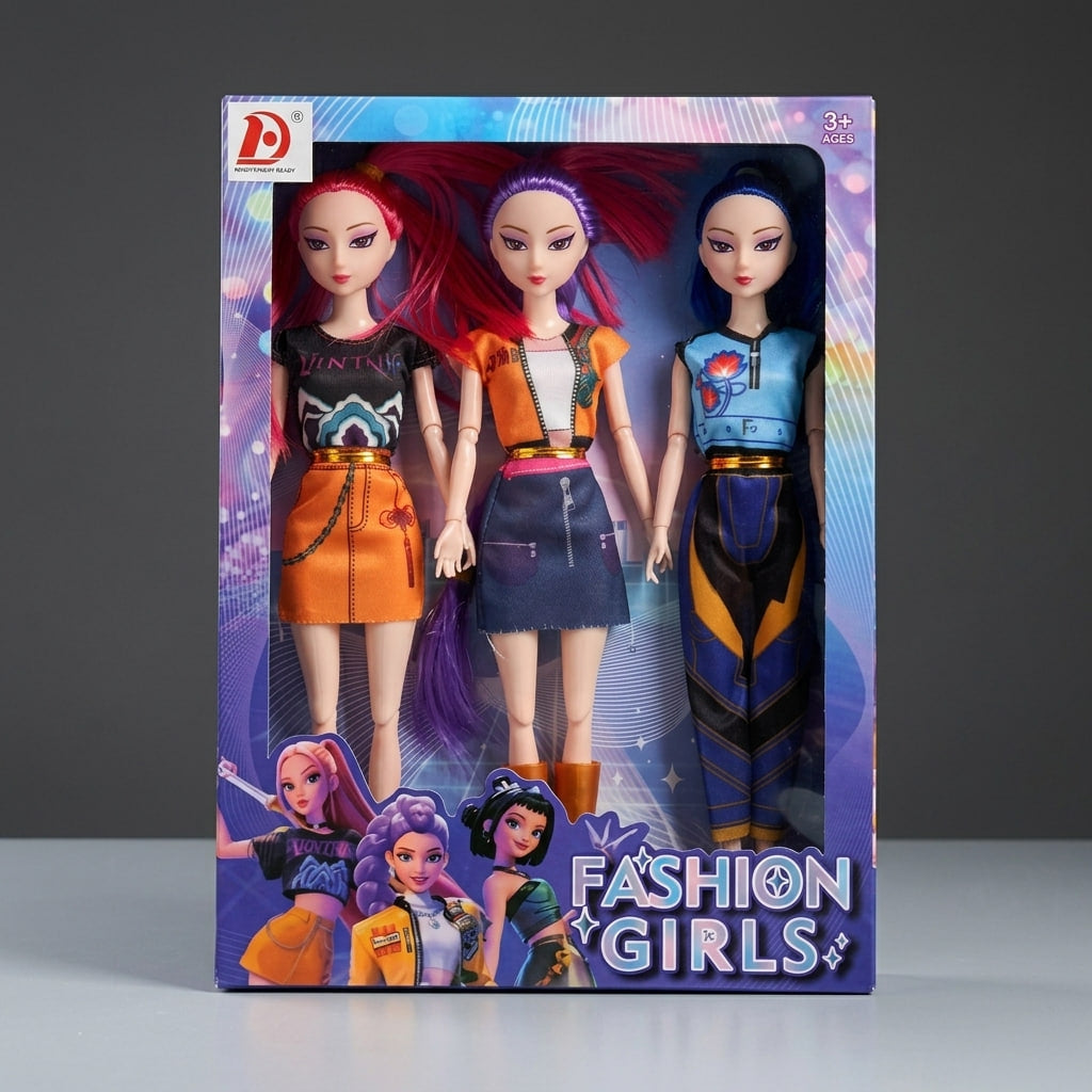 Fashion Girls Dolls – 3-Piece Fashion Doll Set
