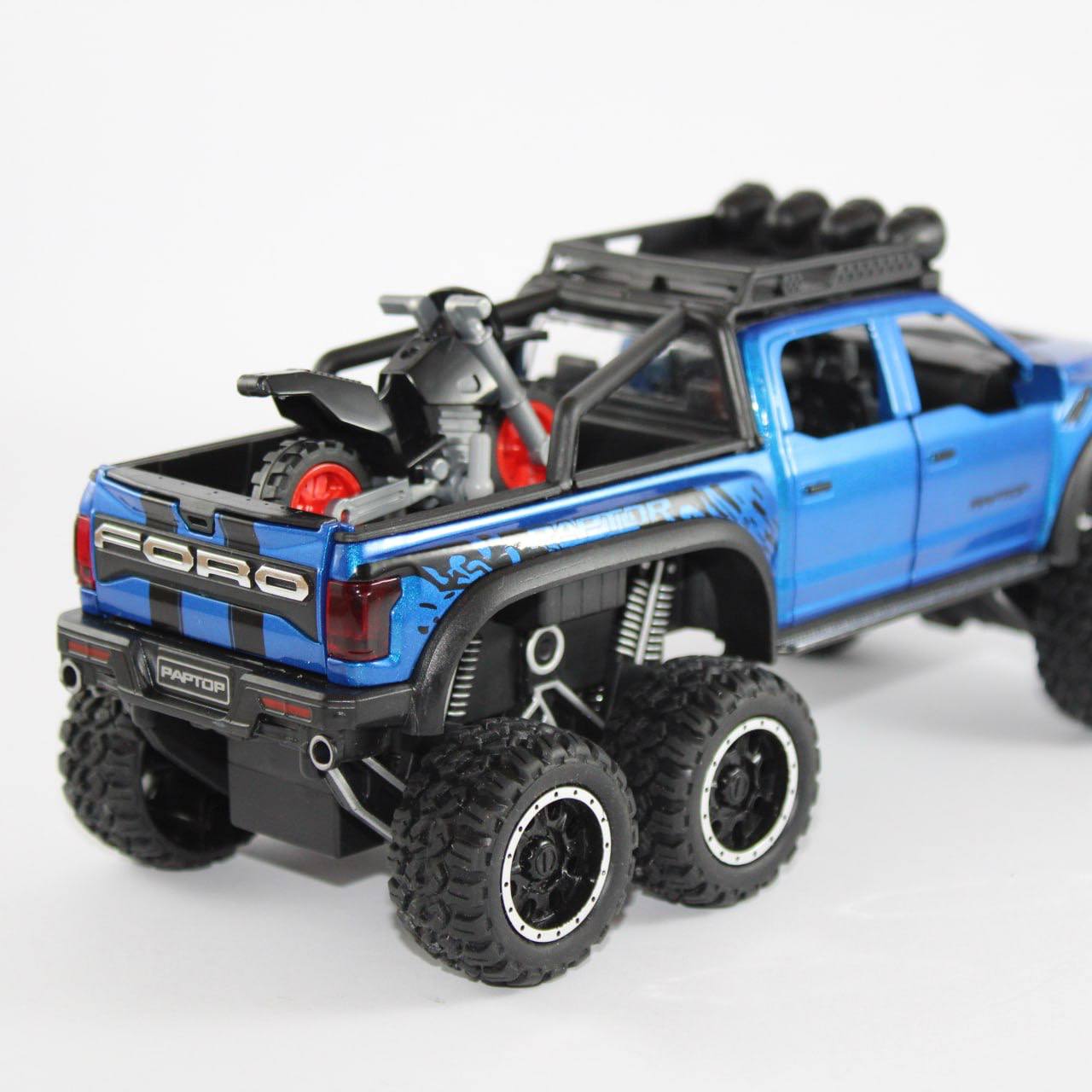 Ford Raptor Die-Cast Model Car 1:28 Scale with Motorcycle