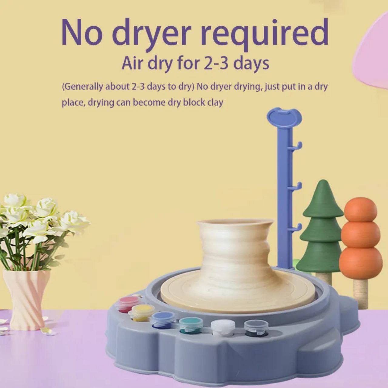 مجموعة عجلة الفخار للأطفال - آلة صنع الطين الإبداعية 