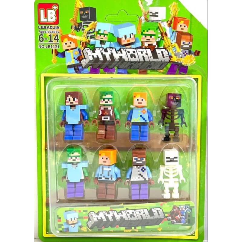 Minecraft Figures with Weapons — 8-Piece Set
