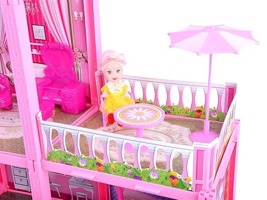 مجموعة لعب بيت الدمى الكبير – 3 طوابق، 156 قطعة