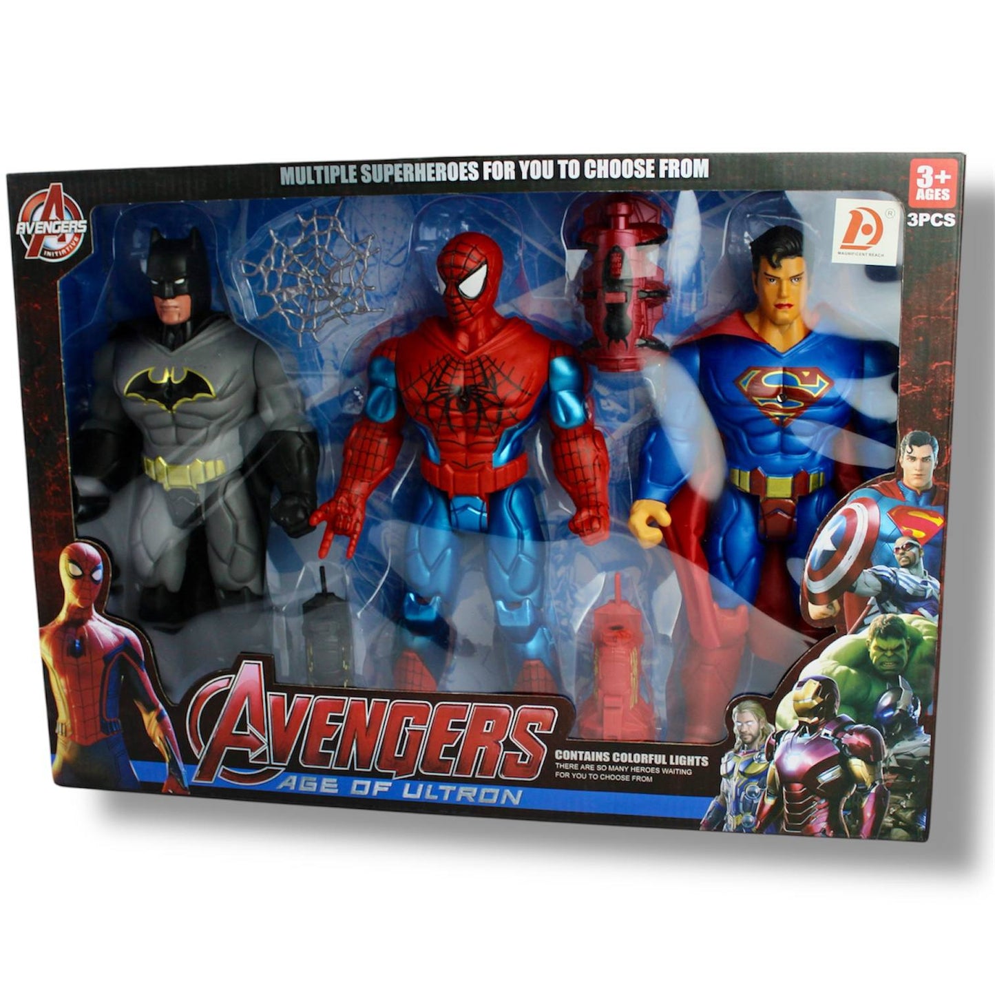 Avengers Heroes Light & Action Figures Set – 3 Superhero Figures