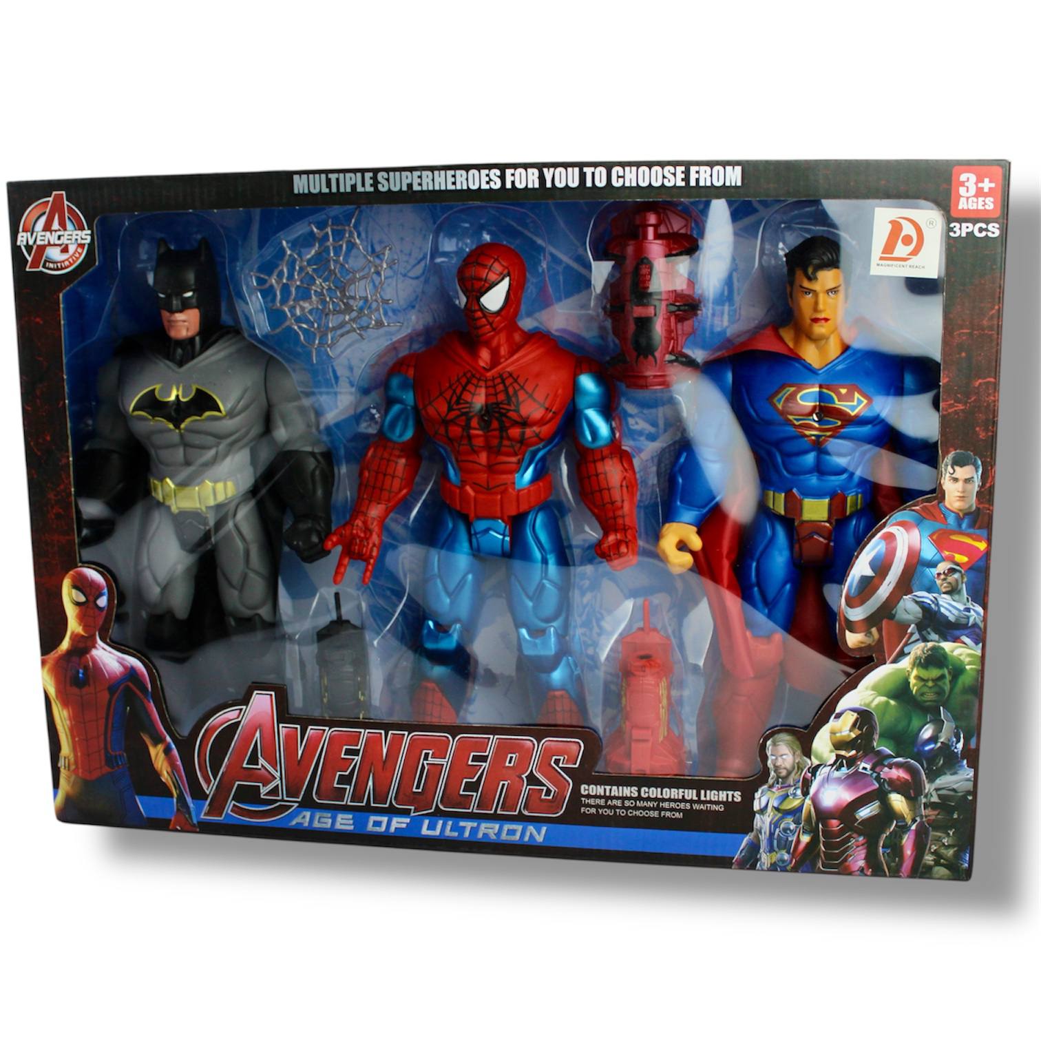 Avengers Heroes Light & Action Figures Set – 3 Superhero Figures