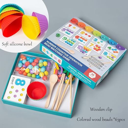 Wooden Number & Bead Matching Game – Educational Counting & Sorting Toy