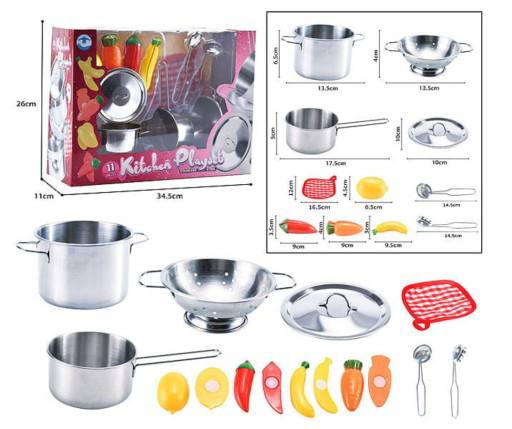 Metal Kitchen Cookware Set for Kids – Pretend Play Cooking Set