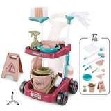 Kids Cleaning Trolley Set – 16 Pieces Pretend Play Cleaning Kit