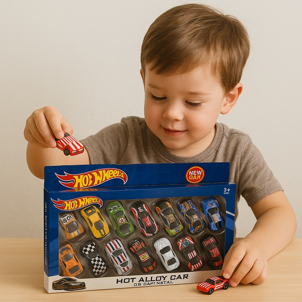 12-Piece Die-Cast Racing Car Set – Metal Collection with Display Case