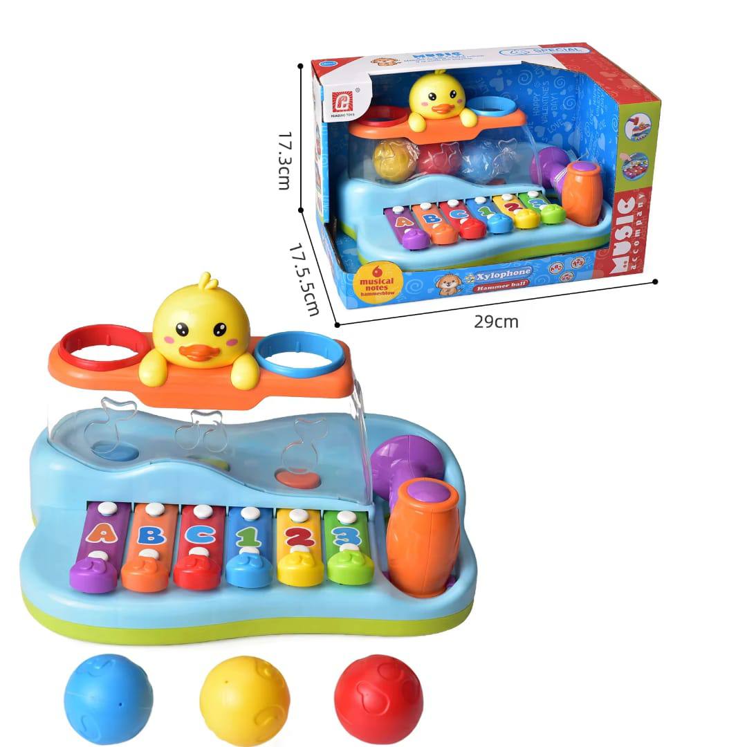 Duck Piano 3-in-1 Educational Toy – Musical Keyboard, Hammer Game & Light-Up Duck
