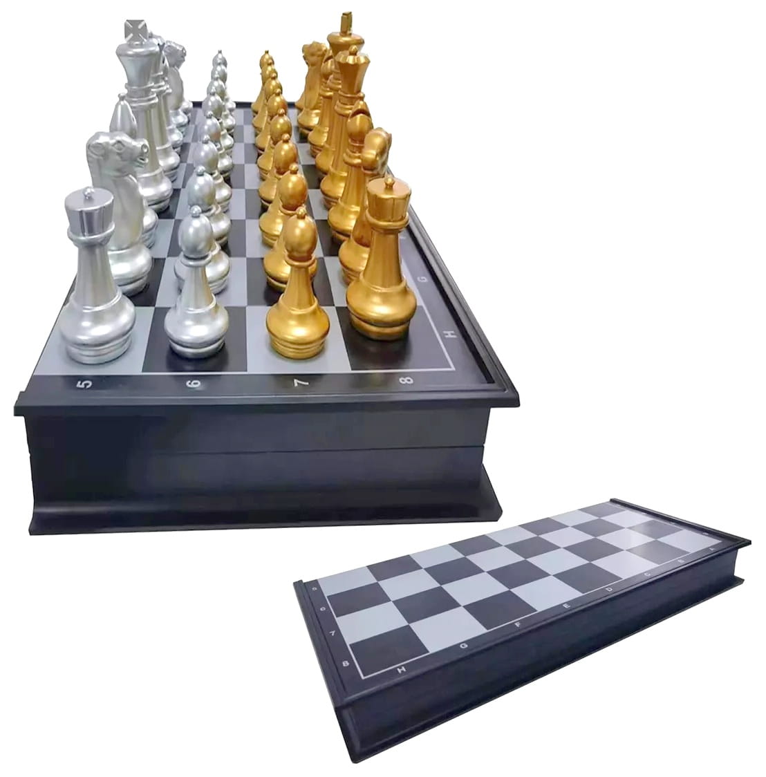 Luxury Magnetic Staunton Chess Set – Gold & Silver Edition (35.5 cm)