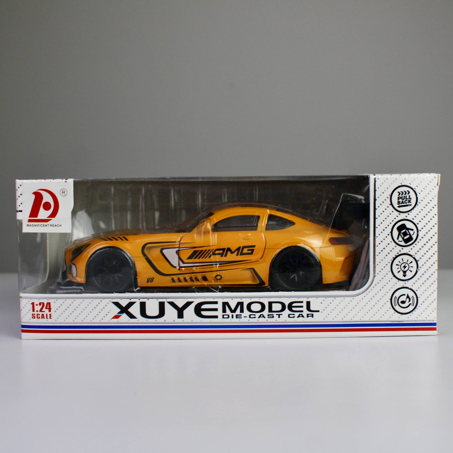 سيارة سباق AMG GT3 المصبوبة من المعدن - بمقياس 1:24 مع أضواء وأصوات