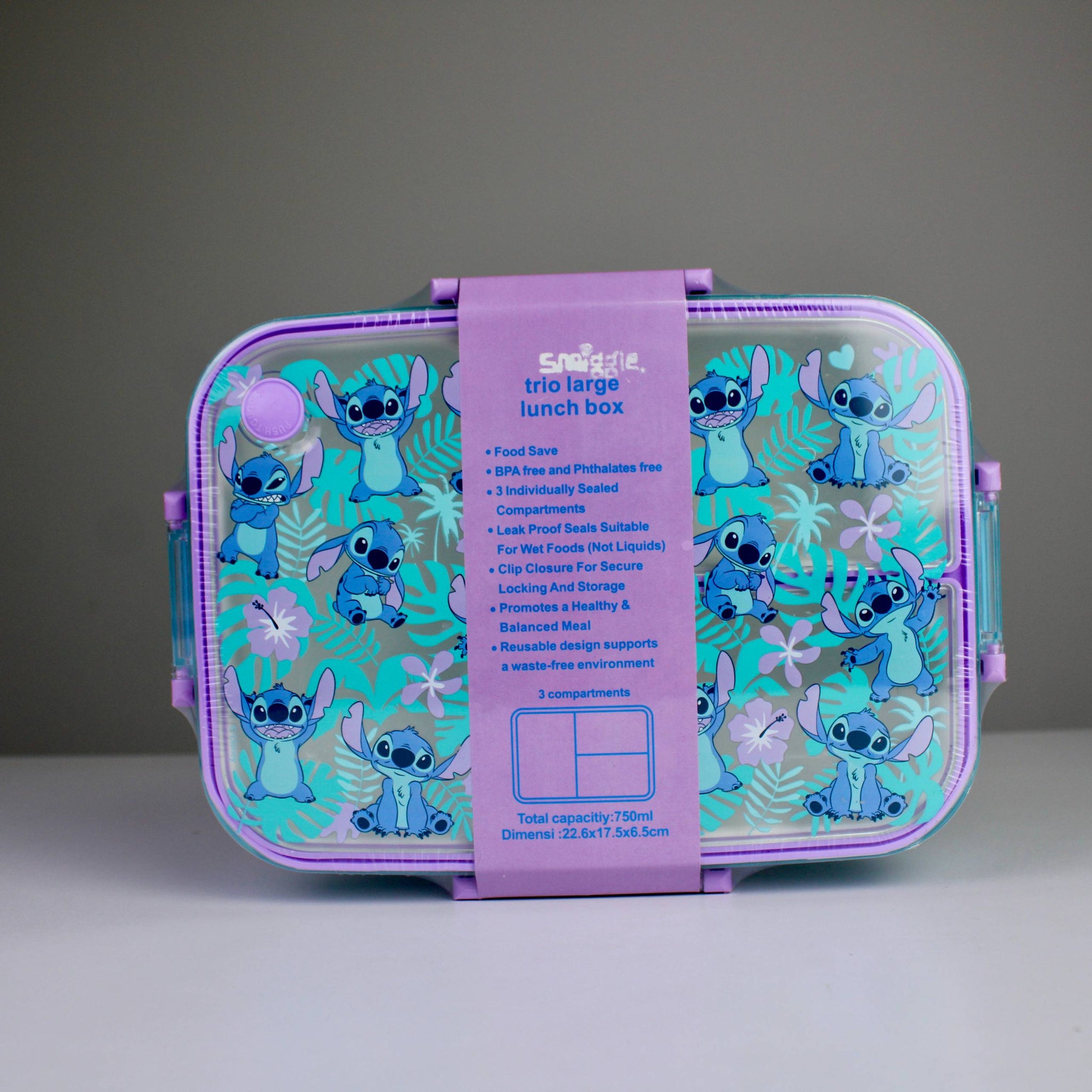 Smiggle Stitch Lunch Box & Bottle Set – 750ml Lunch Box + 680ml BPA-Free Bottle