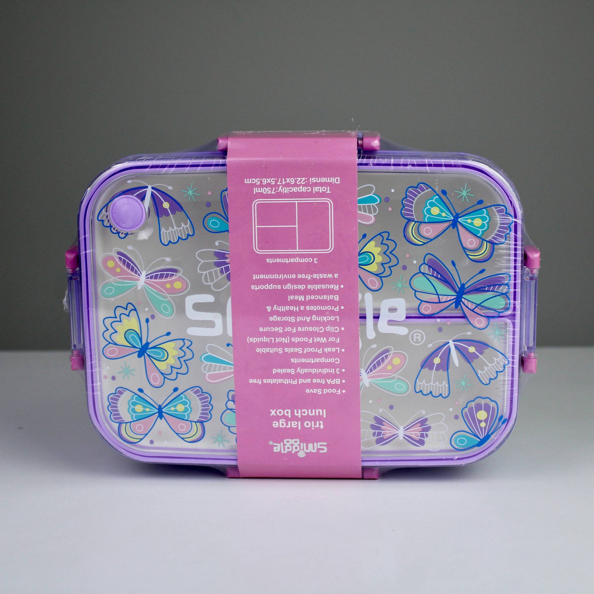 Smiggle Girly School Lunch Set – 750ml Lunch Box + 650ml Tritan Bottle