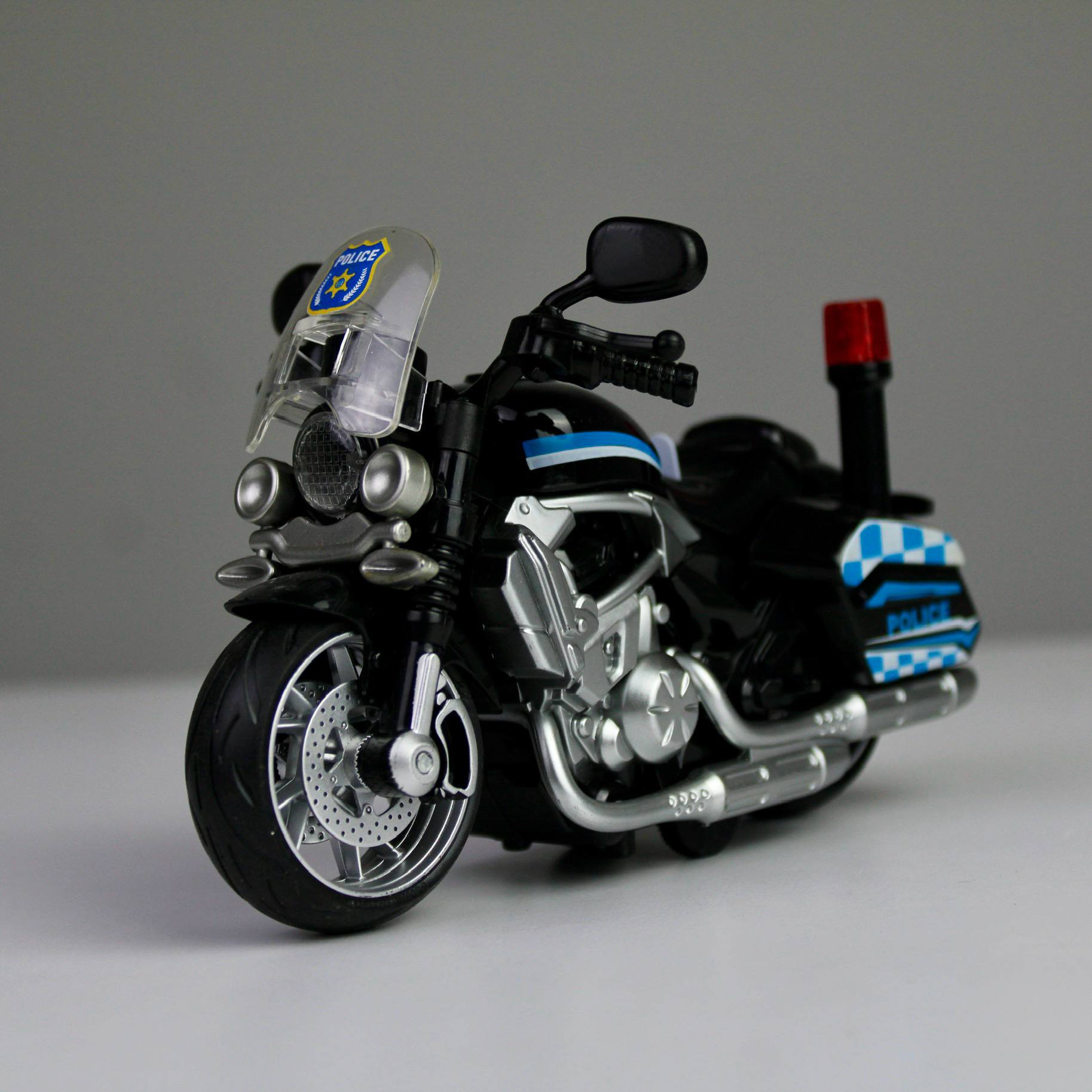 Police Motorcycle 1:12 – Pull-Back Model with Lights & Siren Sounds