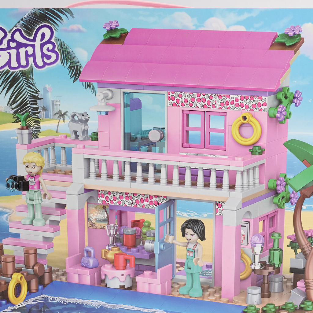 Chaobao Beach House – 474+ Piece 2-Story Pink Beach Villa Building Set