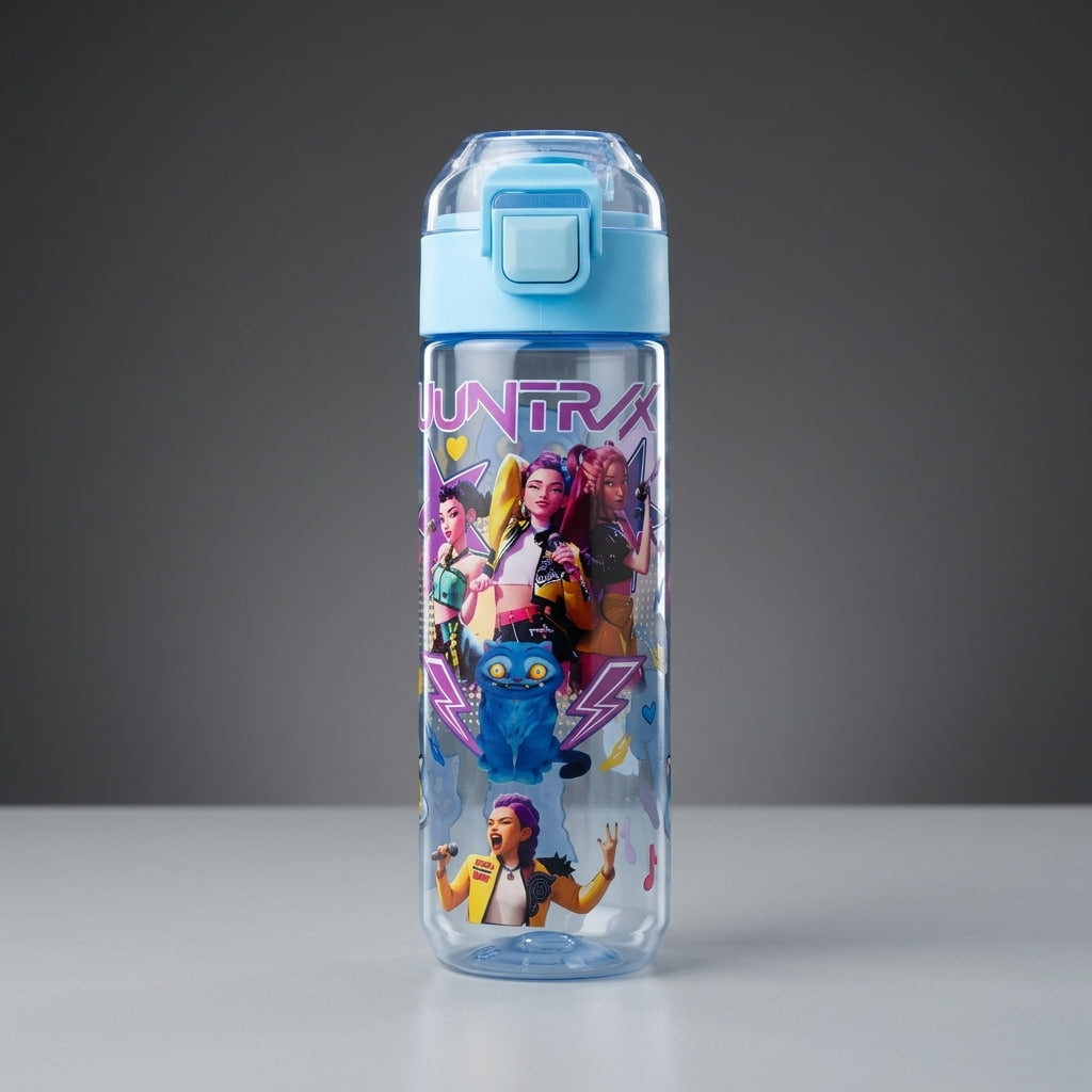 K-Pop Demon Hunters Kids Water Bottle – 600ml BPA-Free Bottle with Silicone Straw