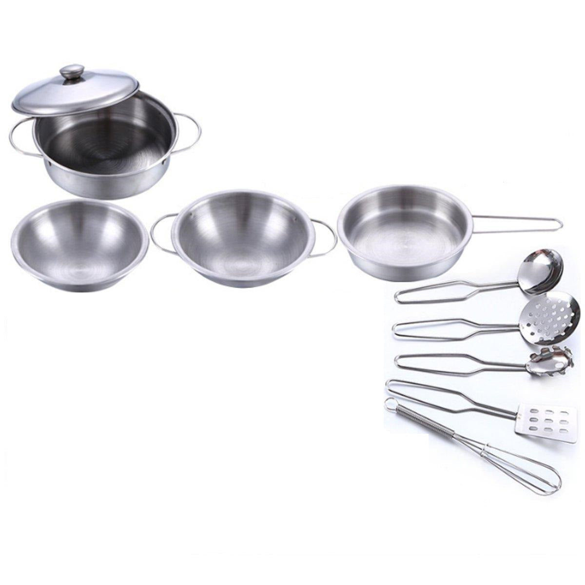 Kids Stainless Steel Cookware Set – Pretend Play Kitchen Set