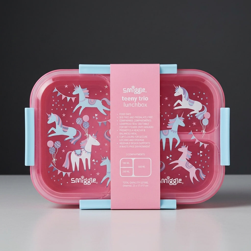 Smiggle Unicorn Lunch Box & Water Bottle Set – 1270ml + 650ml