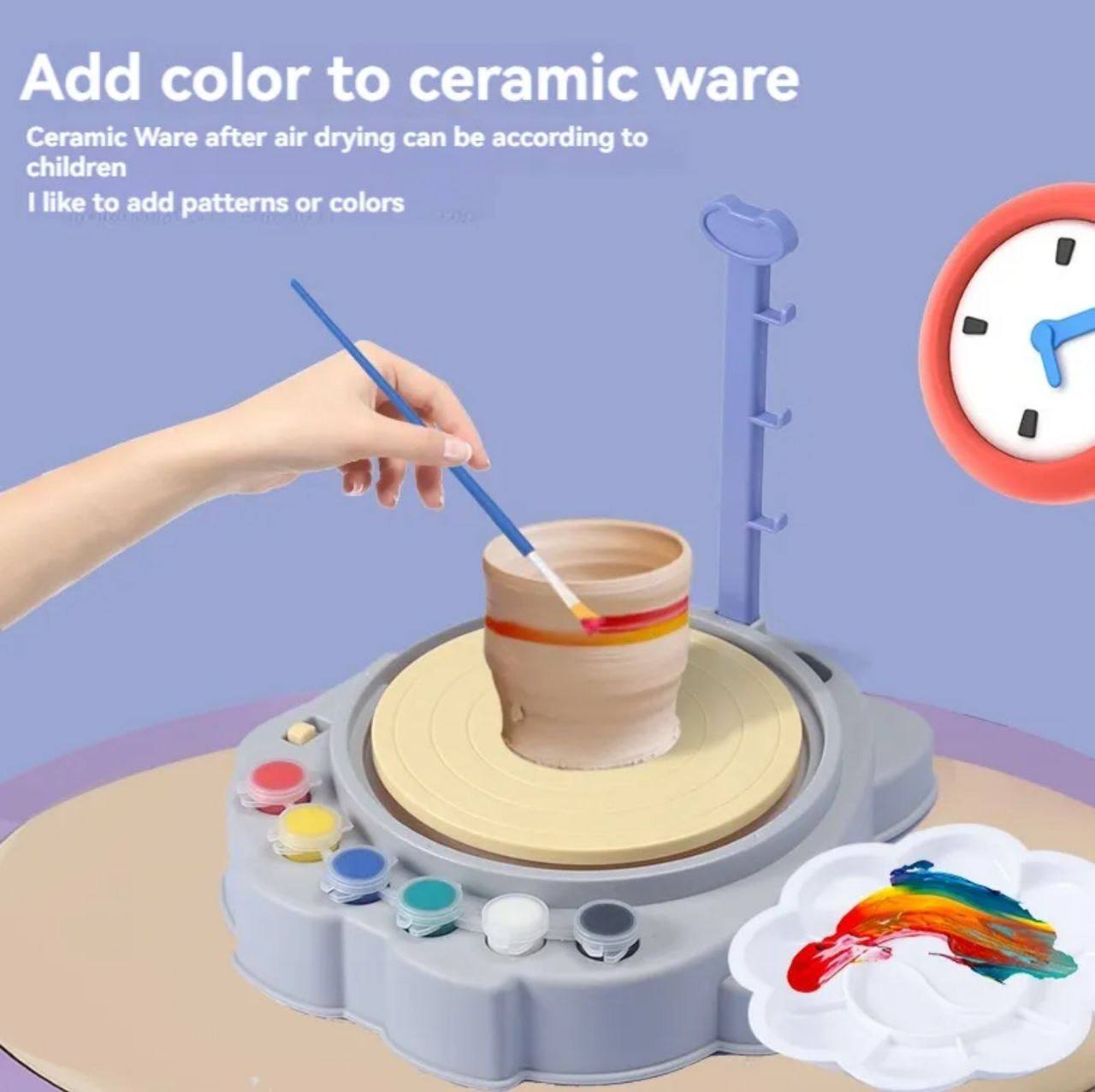 مجموعة عجلة الفخار للأطفال - آلة صنع الطين الإبداعية 