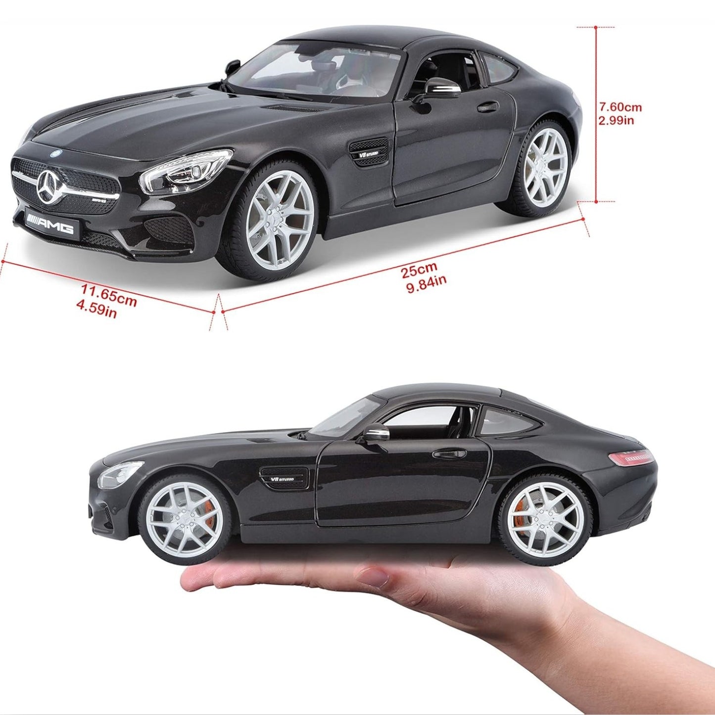 مايستو مرسيدس-AMG GT 1:18 سيارة موديل مصبوبة – الإصدار الأسود