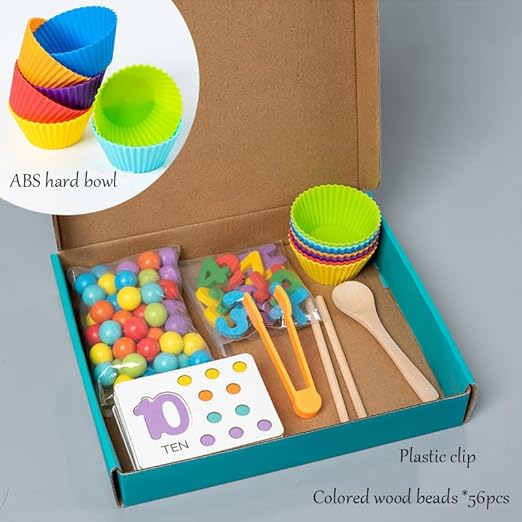 Wooden Number & Bead Matching Game – Educational Counting & Sorting Toy