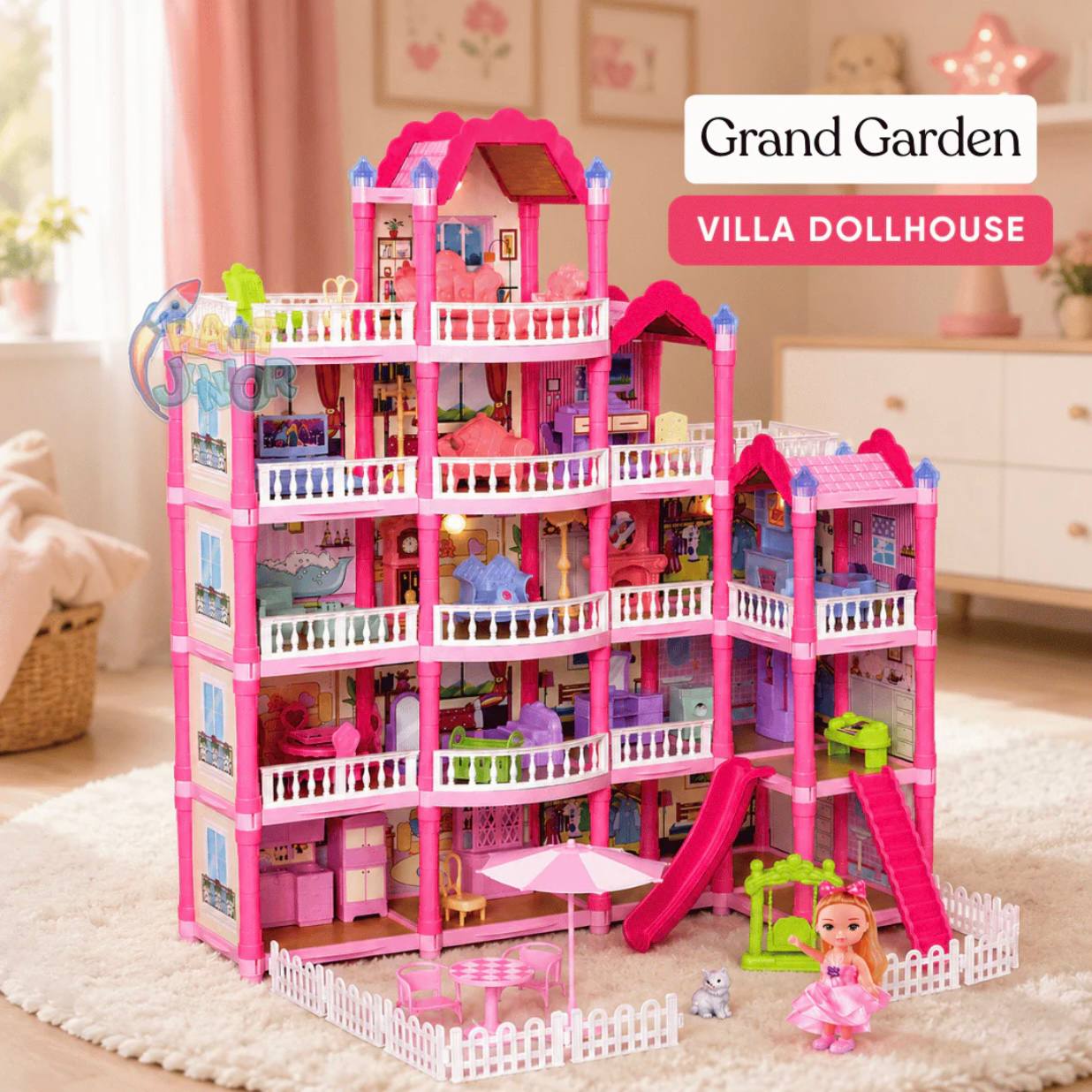 Pink Doll House Play Set – 377 Pieces
