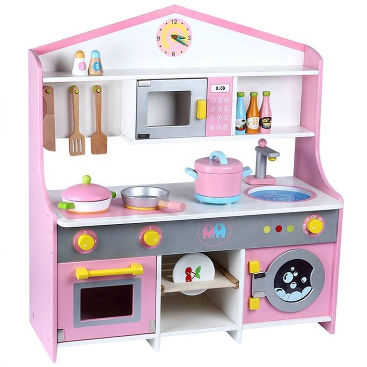 Large Wooden Kids Kitchen 2-in-1 – Full Kitchen Set with Washing Machine