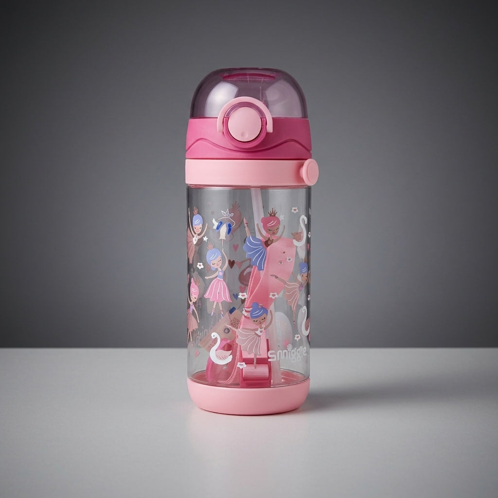 Smiggle Kids Water Bottle – 600ml BPA-Free Bottle with Silicone Straw