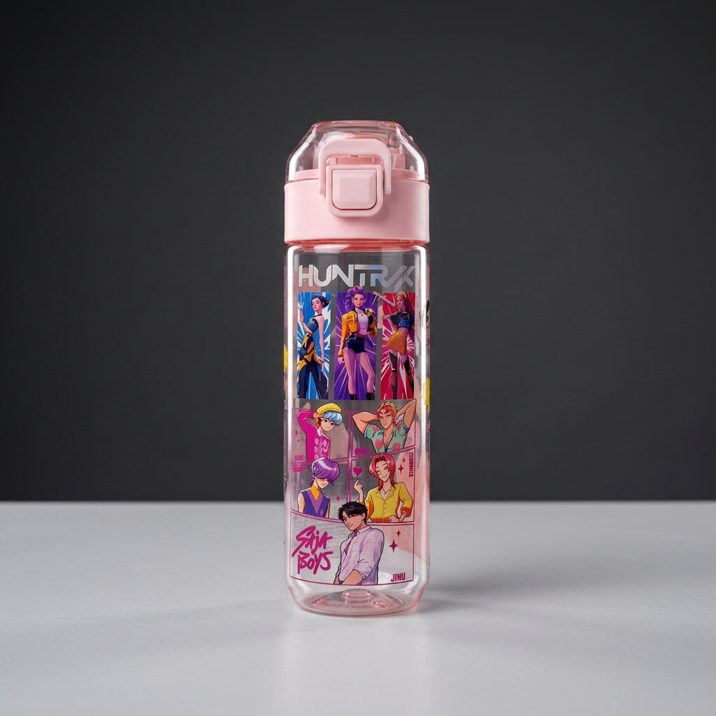 K-Pop Demon Hunters Kids Water Bottle – 600ml BPA-Free Bottle with Silicone Straw