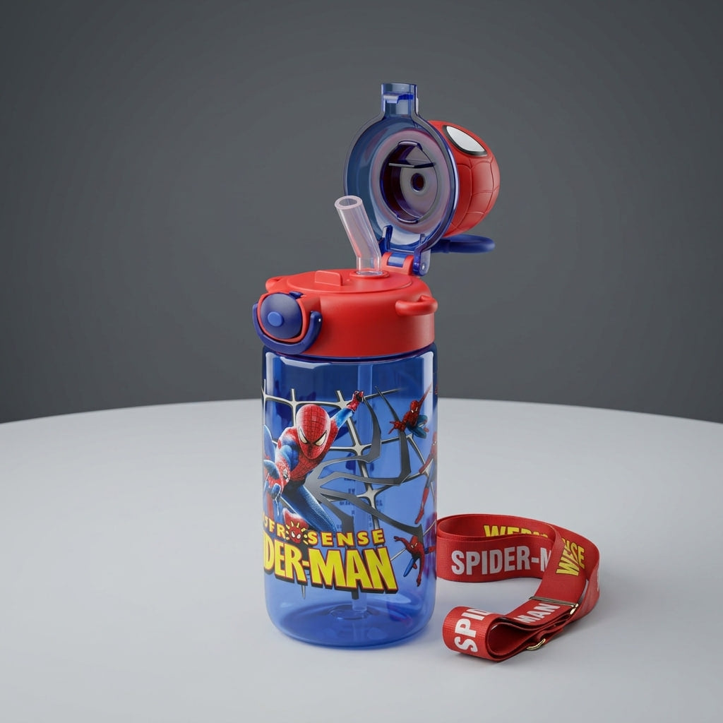 Disney Stitch & Spider-Man Kids Water Bottle – 650ml BPA-Free Bottle with Character Handle