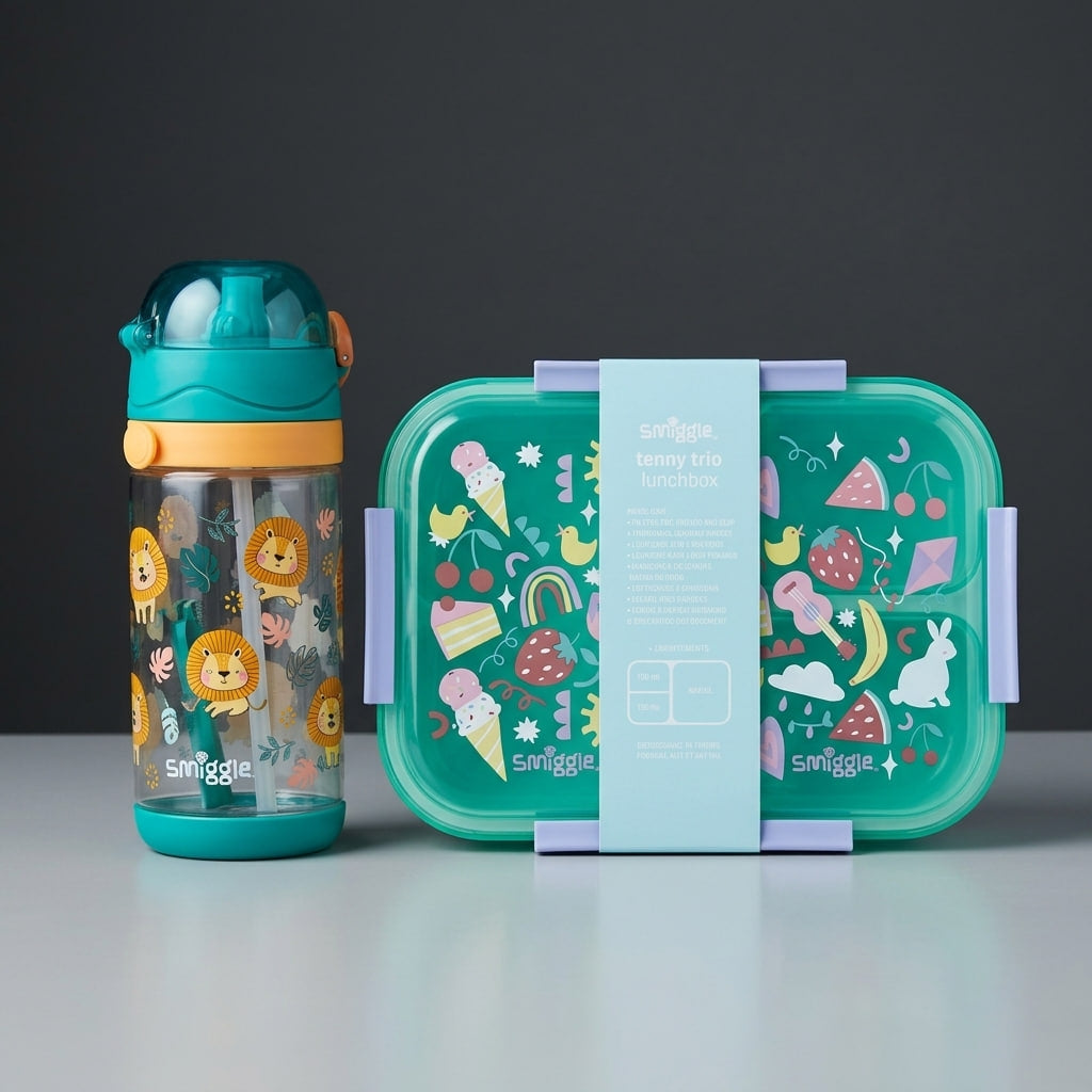 Smiggle Lunch Box & Water Bottle Set – 1270ml + 600ml
