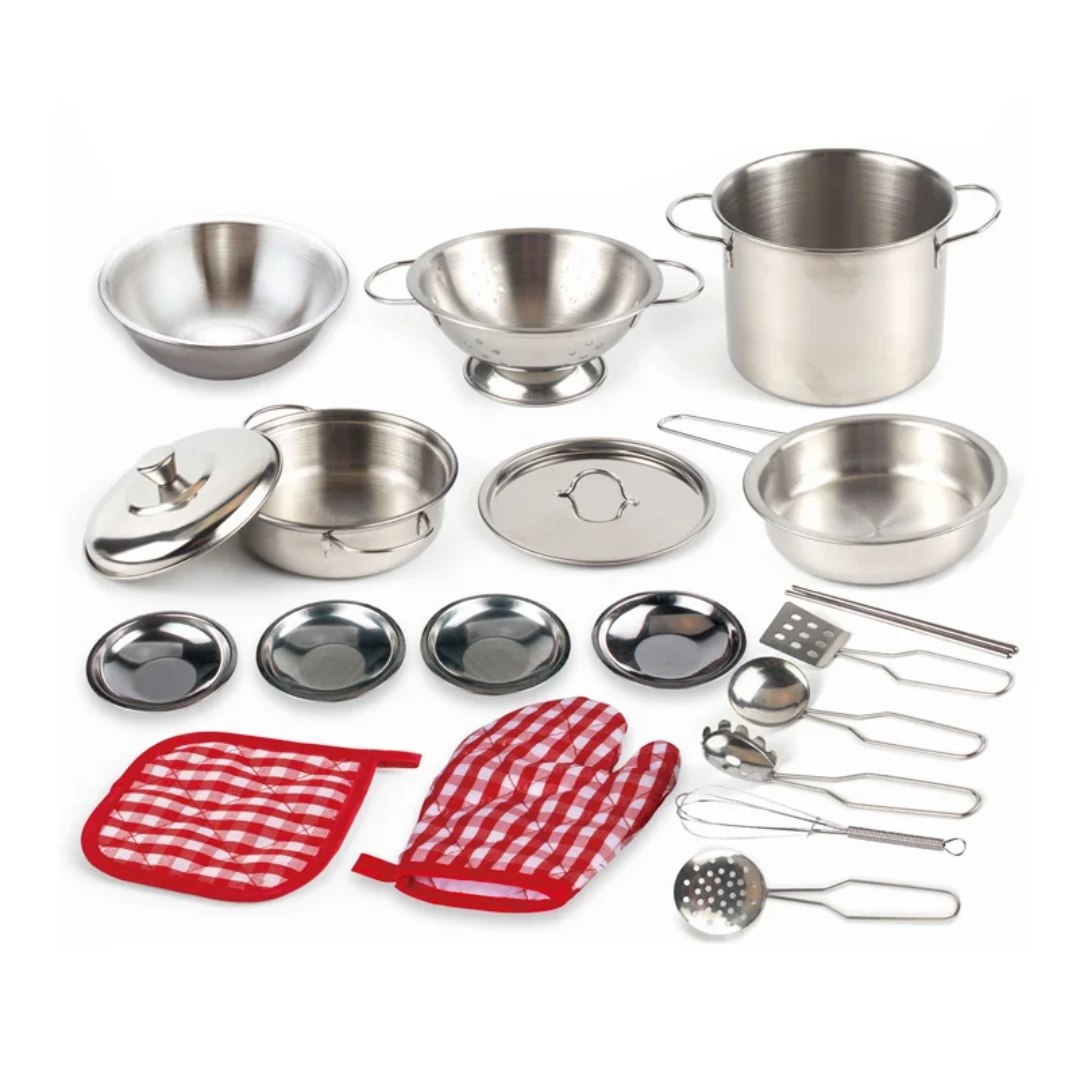 Stainless Steel Kids Kitchen Set – Pretend Cooking Playset