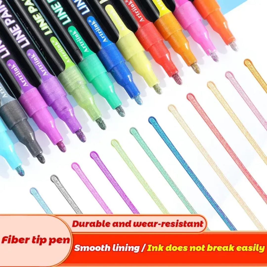 New Outline Pen Set – 12 Glitter Colors