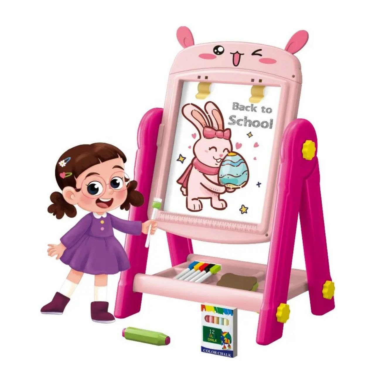 Double-Sided Magnetic Learning Board with Stand – 50cm
