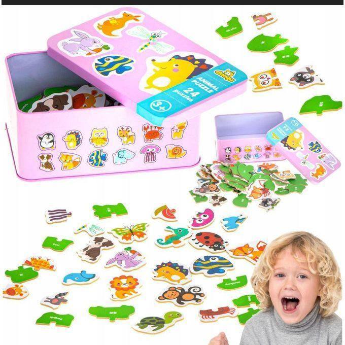 Cute Animals Wooden Puzzle Set – 24 Pieces