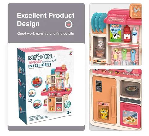 42-Piece Kids Steam Kitchen Set — Sound, Lights & Water