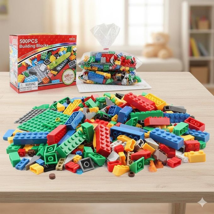 مجموعة مكعبات بناء 500 قطعة – لعبة إبداعية تعليمية للأطفال