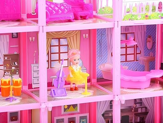 مجموعة لعب بيت الدمى الكبير – 3 طوابق، 156 قطعة