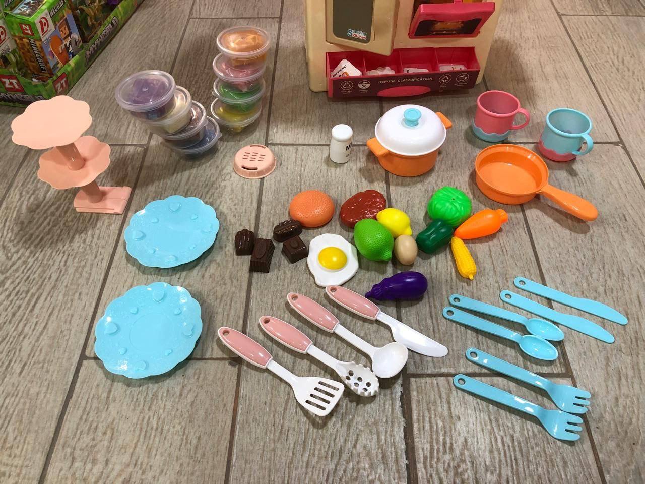 Kids Kitchen Playset 75cm with Clay Machine – Pretend Cooking Toy Set