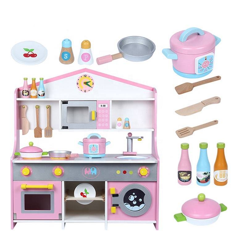 Large Wooden Kids Kitchen 2-in-1 – Full Kitchen Set with Washing Machine