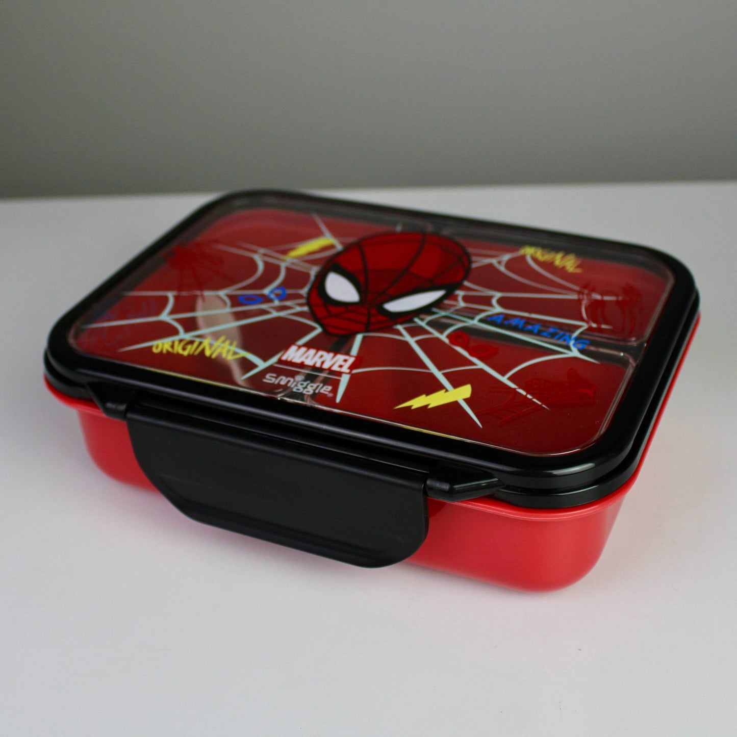 Smiggle Spider-Man Lunch Box & Bottle Set – 3-Compartment Lunch Box with Leak-Resistant Bottle
