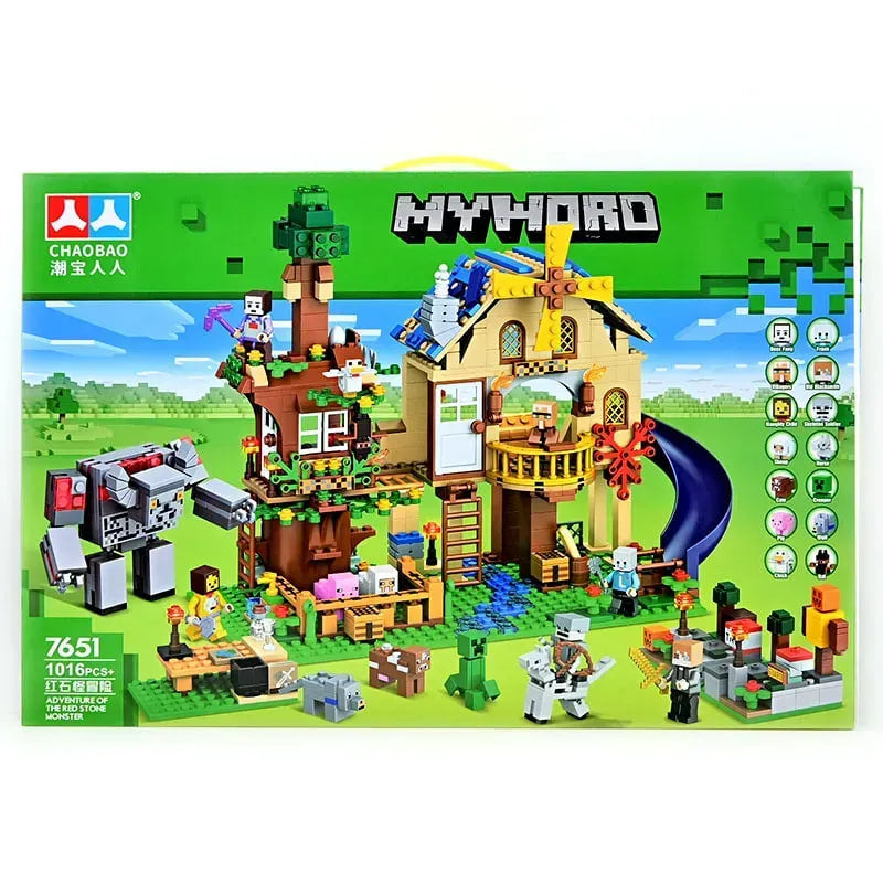 مجموعة بناء MyWorld 7651 من تشاوباو - 1016 قطعة مستوحاة من ماين كرافت مع 14 شخصية صغيرة
