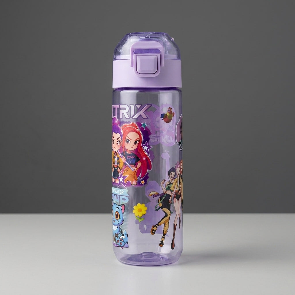 K-Pop Demon Hunters Kids Water Bottle – 600ml BPA-Free Bottle with Silicone Straw