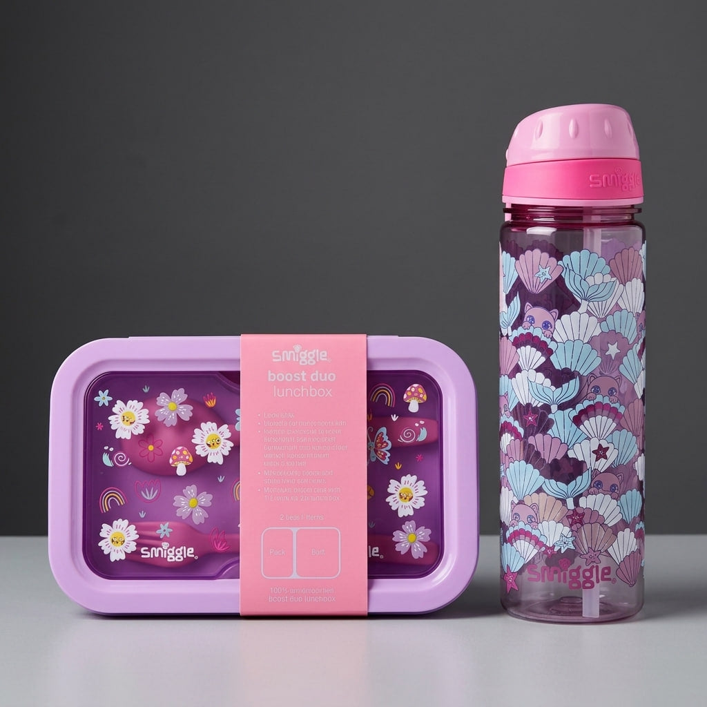Smiggle Girls Lunch Box & Water Bottle Set – Boost Duo + 650ml
