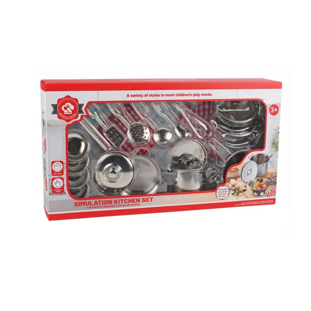 Stainless Steel Kids Kitchen Set – Pretend Cooking Playset