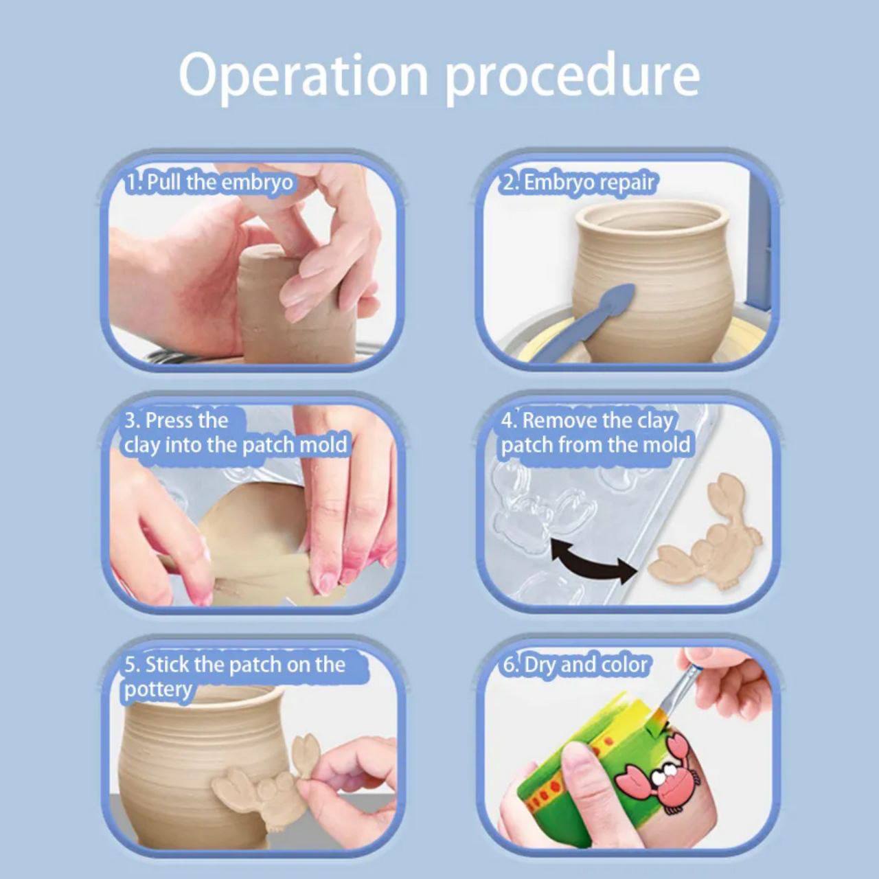 مجموعة عجلة الفخار للأطفال - آلة صنع الطين الإبداعية 