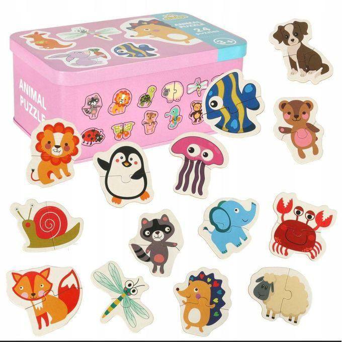 Cute Animals Wooden Puzzle Set – 24 Pieces
