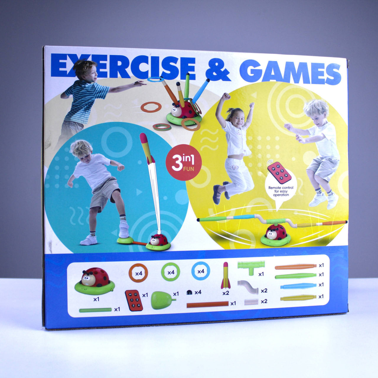 3-in-1 Musical Jump, Ring Toss & Rocket Launcher for Kids