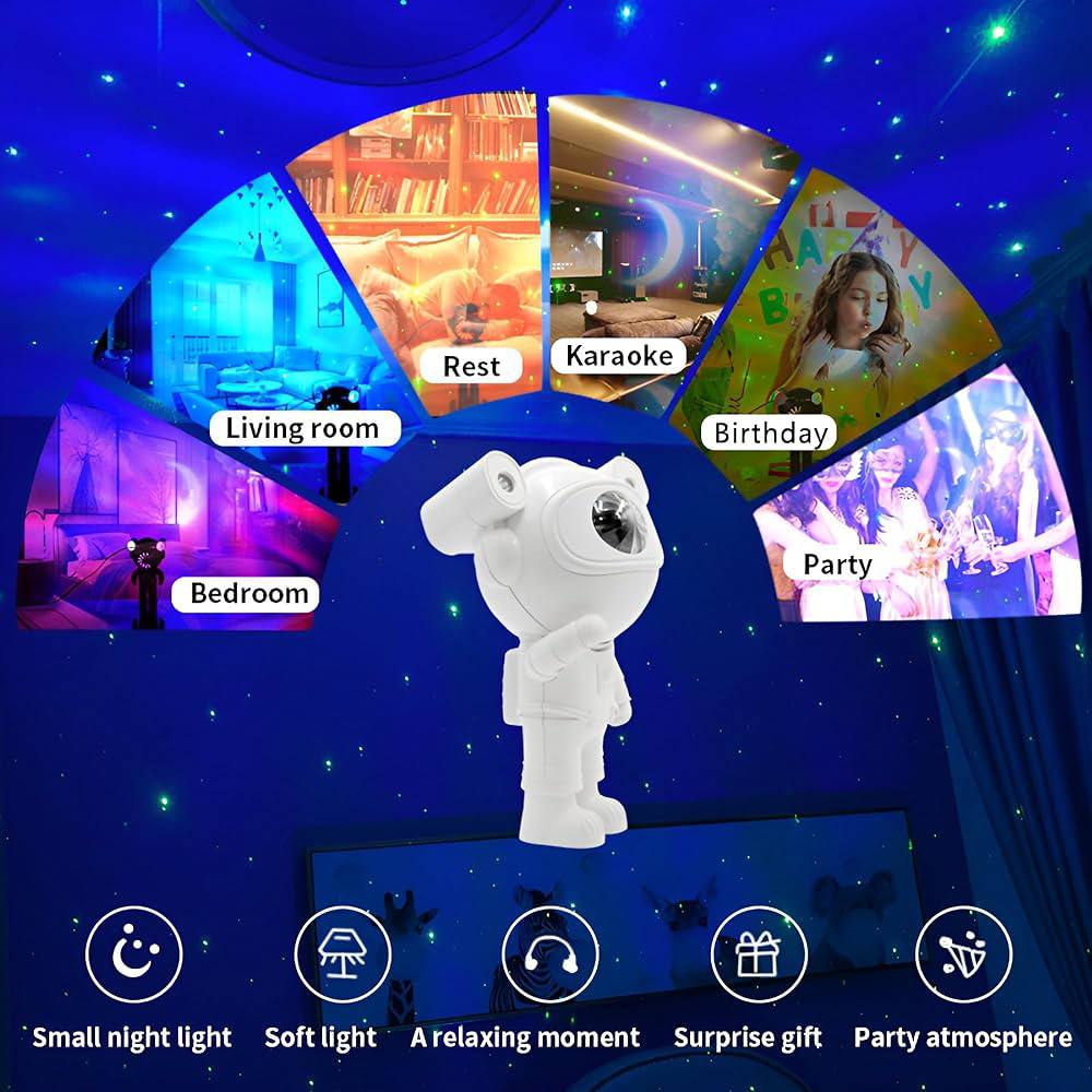 جهاز عرض النجوم على شكل رائد فضاء مع سماعة بلوتوث